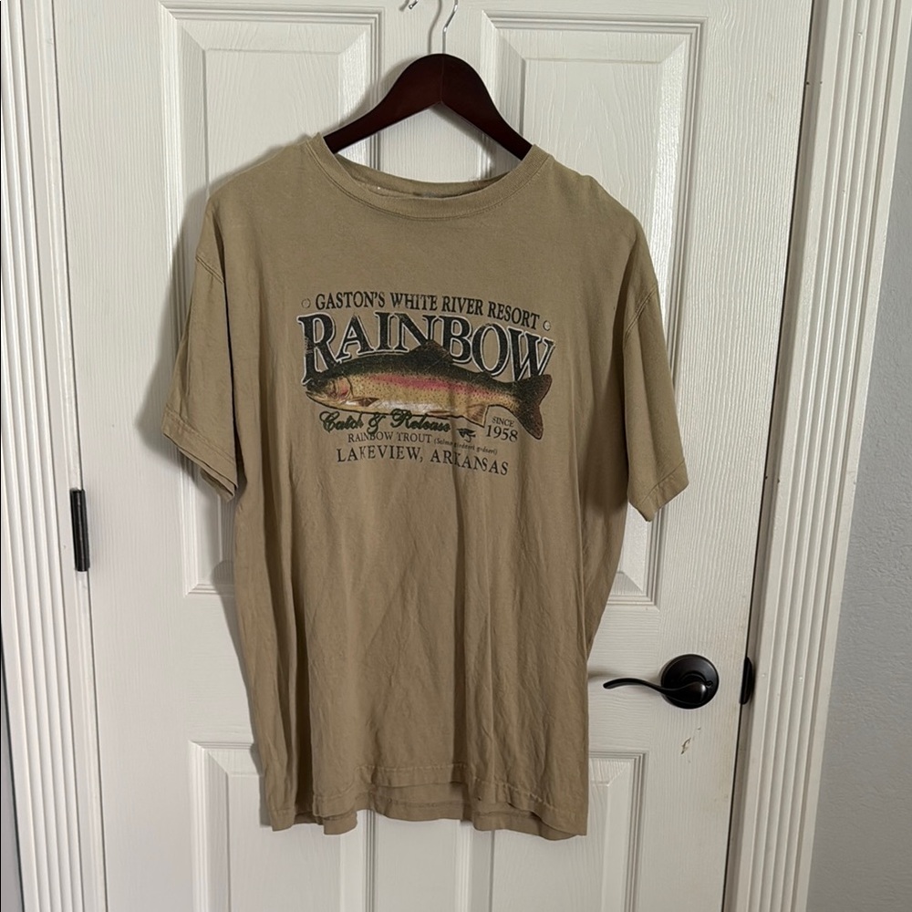 Tan Short Sleeve Tee with Graphic Design